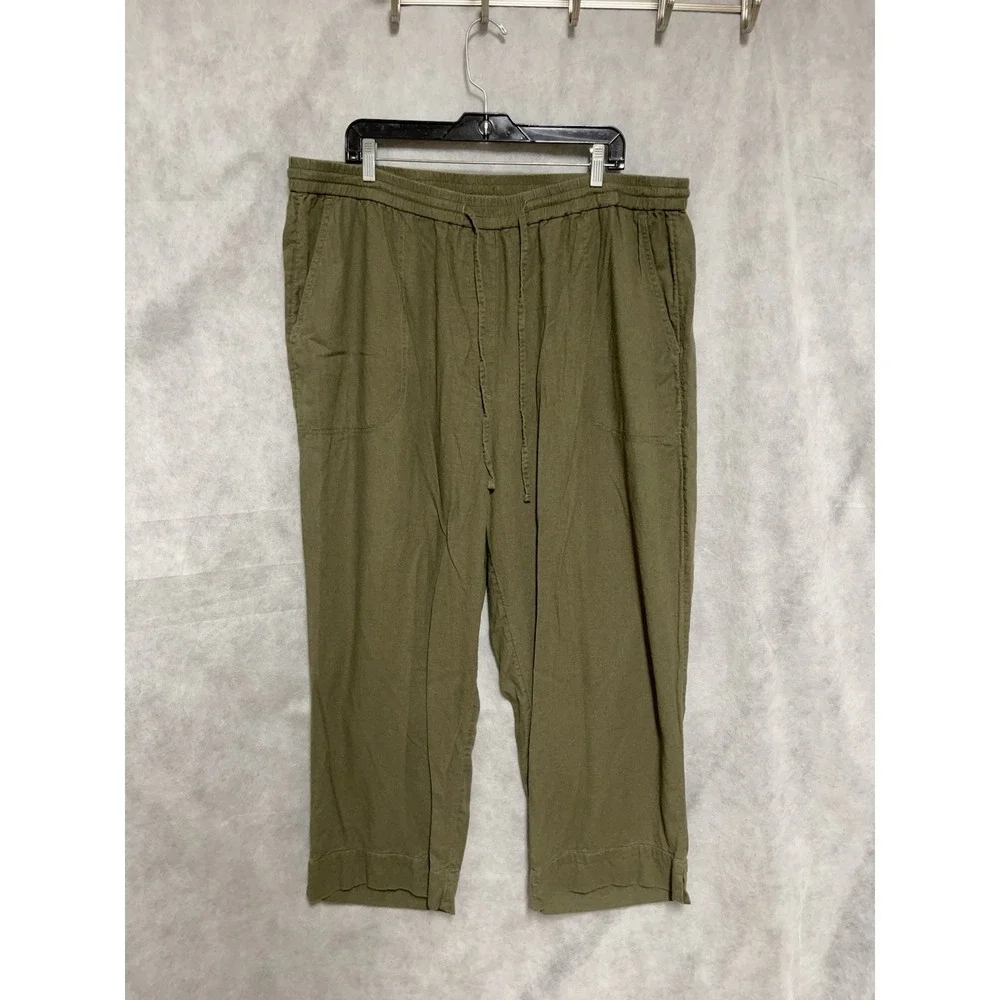 Banana Republic Pants Women 2XL Baggy Linen Blend Straight High Rise Drawstrings